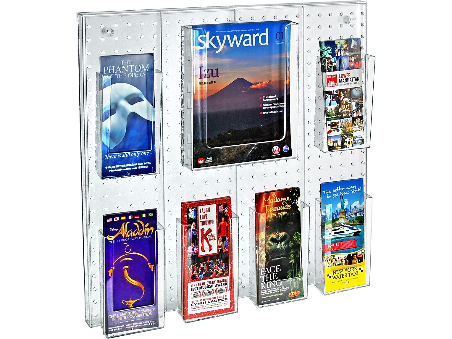 Azar 24" x 24" Pegboard 7-Pocket Wall Brochure Holder, Clear, Each (700675)