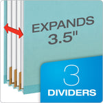 Pendaflex Heavy Duty Pressboard Classification Folder, 3-Dividers, 3 1/2" Expansion, Legal Size, Blue, 10/Box (29094)