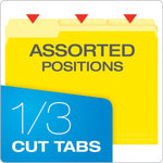 Pendaflex Recycled File Folder, 1/3-Cut Tab, Assorted, Letter Size, Yellow, 100/Box (4210 1/3 YEL)