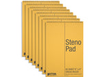 Better Office Steno Pad, 6" x 9", Gregg-Ruled, Yellow, 60 Sheets/Pad, 8 Pads/Pack (25808-8PK)