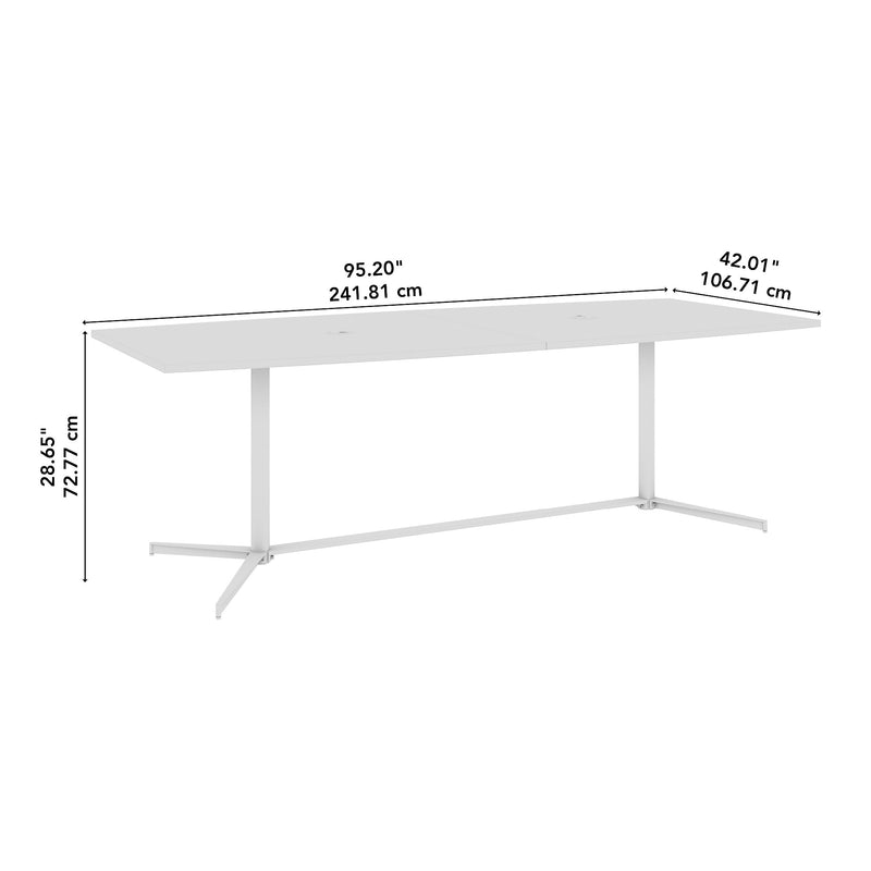 Bush Business Furniture 96W x 42D Boat Shaped Conference Table with Metal Base, White (99TBM96WHSVK)