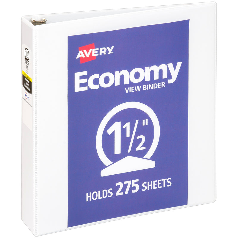 Avery 1 1/2" 3-Ring View Binders, White (5726)