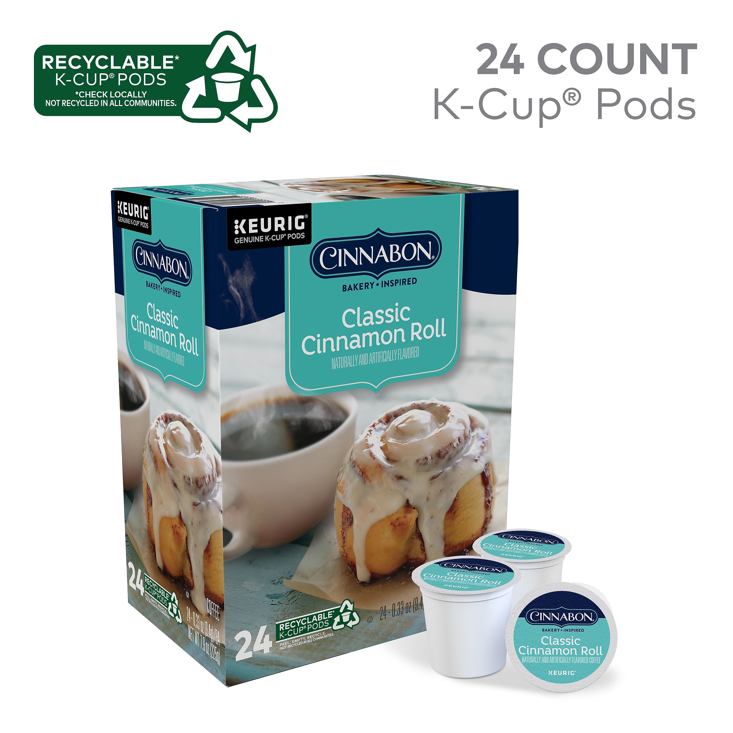 Cinnabon Classic Cinnamon Roll Coffee Keurig® K-Cup® Pods, Light Roast, 24/Box (6305)