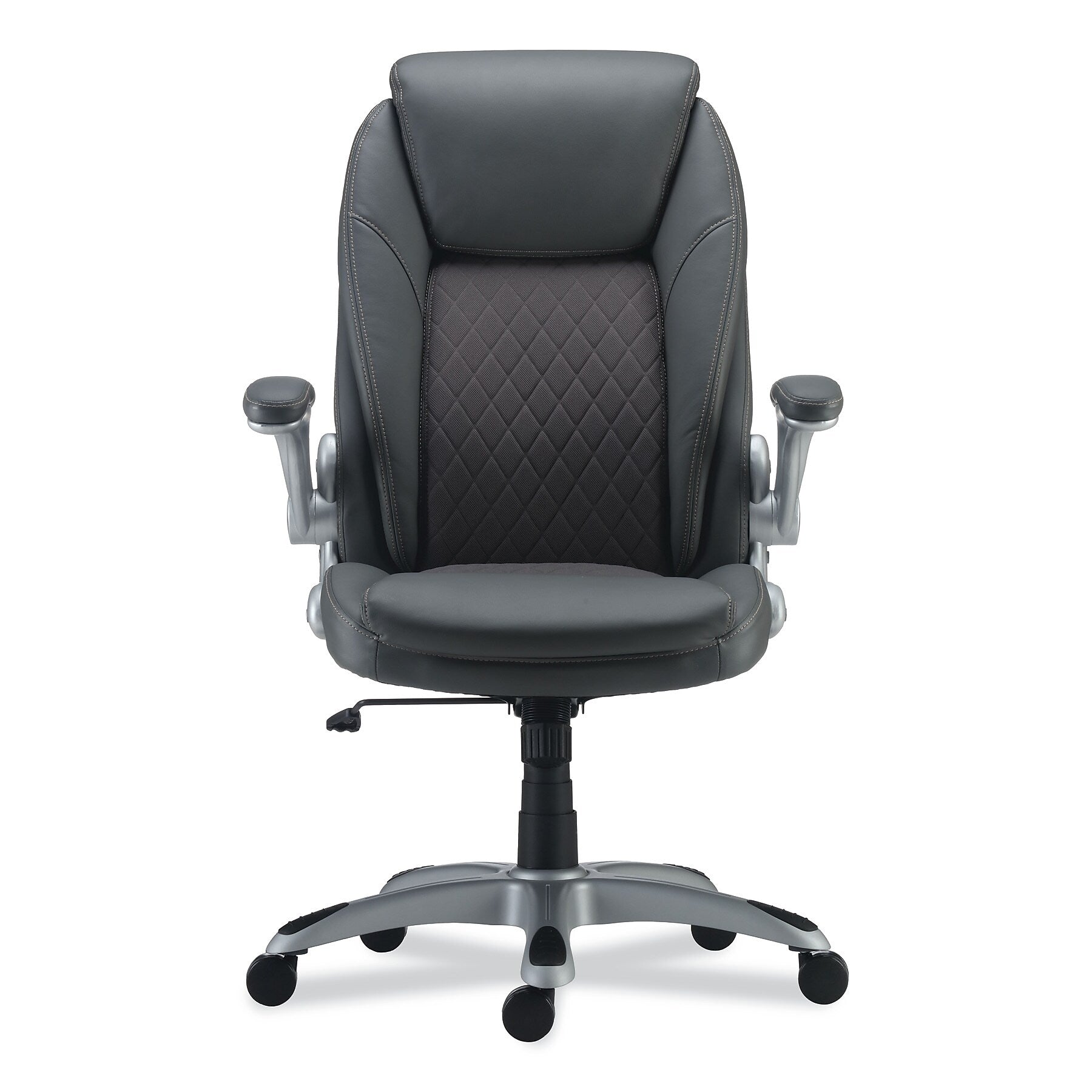 Alera® Leithen Series All Adjustable Arm Leather Computer and Desk Chair, Gray (ALELT4219)