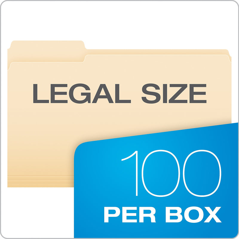 Pendaflex File Folder, 1-Tab, Left Position, Legal Size, Manila, 100/Box (753 1/3-1)