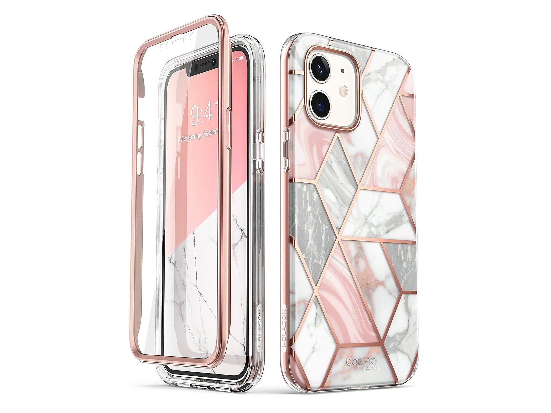 i-Blason Cosmo MagSafe Rugged Case for iPhone 12 mini, Marble Pink (iPhone2020-5.4-Cosmo-SP-Marble)