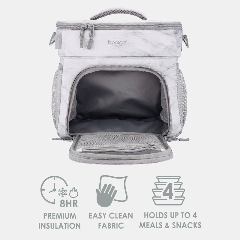 Bentgo Prep Deluxe Insulated Lunch Bag, White Marble (BGPRPBAG-WM)