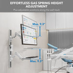 Mount-It! MedHub Wall Mounted, Flexible Workstation With WallTrack for Monitors up to 43", Matte White (MI-16002)