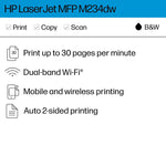 HP LaserJet Pro MFP M234dw Wireless Black & White Laser Printer, All-In-One, Print, Scan, Copy, Best for Home Office (6GW99F)