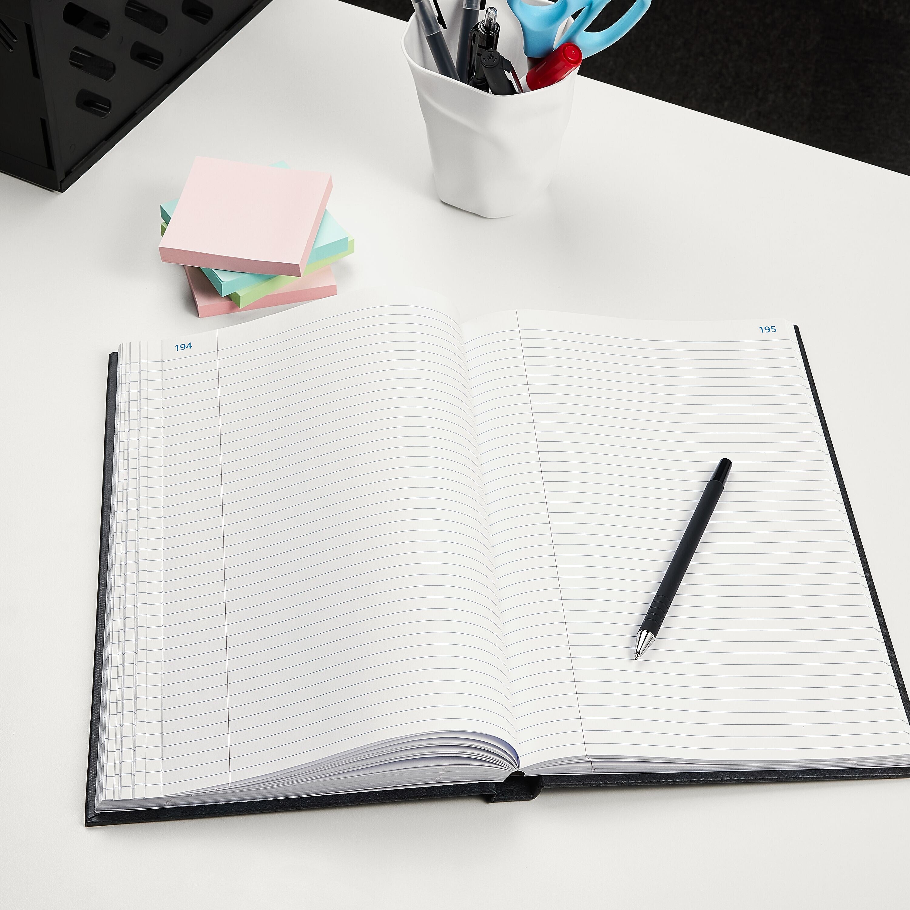 Staples Record Book, 7.25"W x 11.75"H, Blue Marble, 300 Sheets/Book (886673)