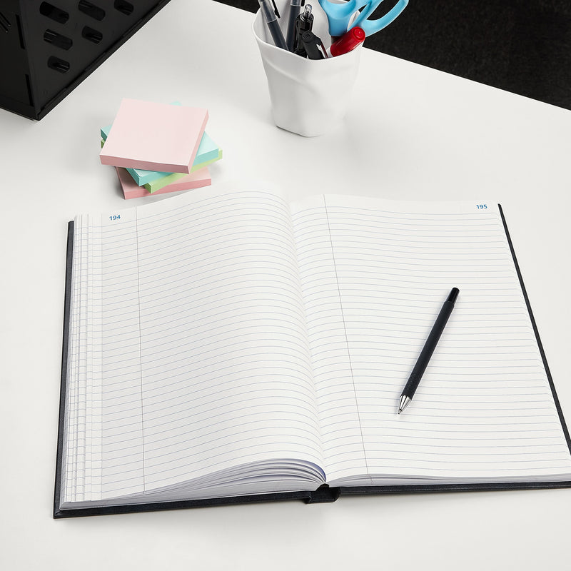 Staples Record Book, 7.25"W x 11.75"H, Blue Marble, 300 Sheets/Book (886673)