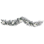 Nearly Natural 6-ft Flocked Poinsettia and Berry Artificial Christmas Garland with 50 Warm White LED Lights (W1312)