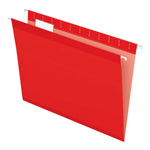 Pendaflex Reinforced Hanging File Folders, 1/5 Tab, Letter Size, Red, 25/Box (04152 1/5 RED)