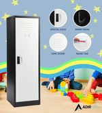 AdirOffice 48"H Single Tier Black/White Storage Locker (ADI629-01-B-W-DL)