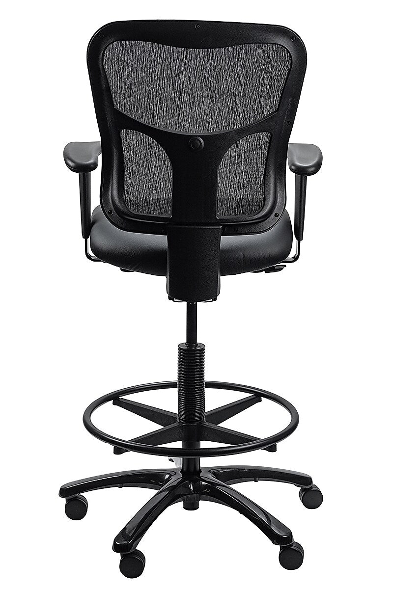 Tempur-Pedic Vinyl Drafting Stool with Backrest and Footrest with Lumbar Support, Black (TP8200-DBLKV)