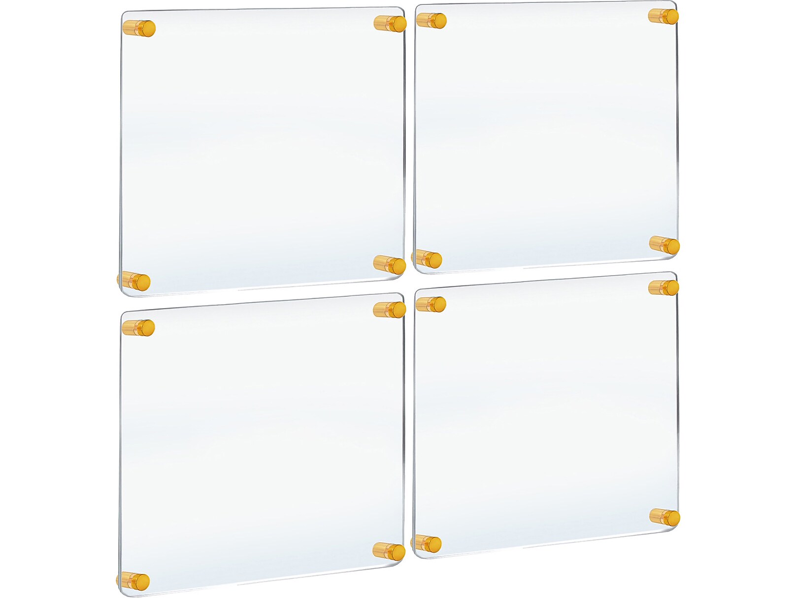 Azar Sign Holder, 20" x 20", Wall Mounted, Gold, Acrylic, 4/Pack (105520-GLD-4PK)