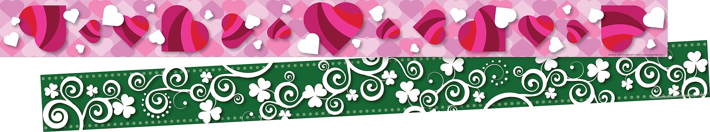Barker Creek Double-Sided Border, 35" x 3", Hearts and Clover, 12/Pack (LL973)