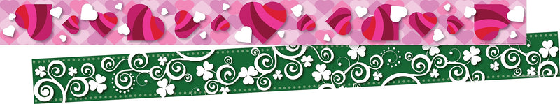 Barker Creek Double-Sided Border, 35" x 3", Hearts and Clover, 12/Pack (LL973)