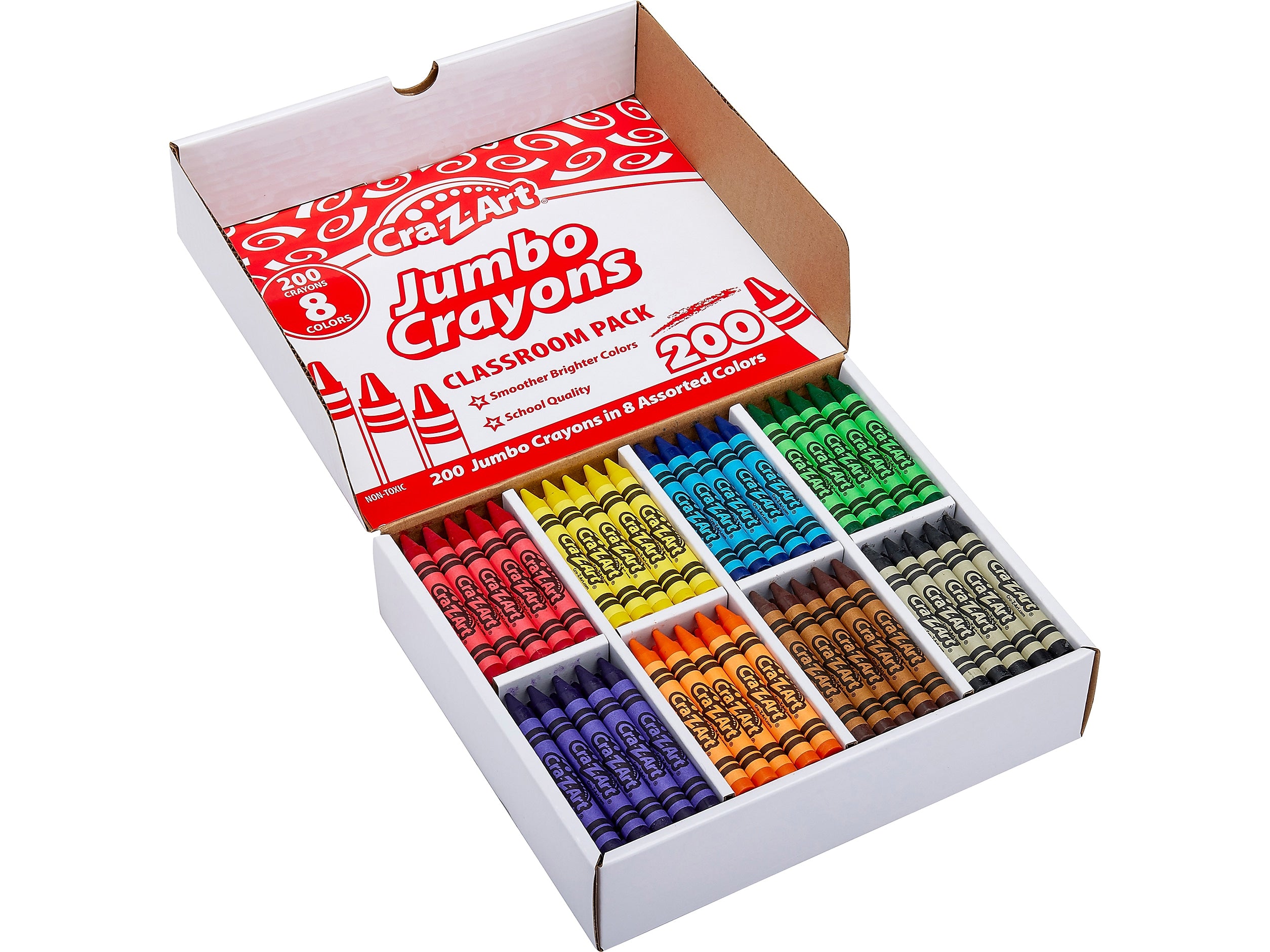 Cra-Z-Art Jumbo Crayons, Assorted Colors, 200/Pack (74006-1)