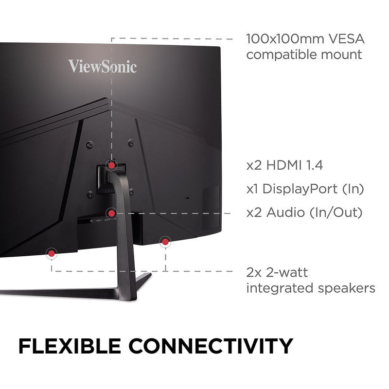 ViewSonic  32" Curved 165 Hz LCD Gaming Monitor, Black (VX3218C-2K)