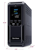CyberPower Intelligent LCD UPS System, 1500VA/900W, 12 Outlets, 2 USB Ports, AVR, Mini Tower, Black (CP1500AVRLCD3)