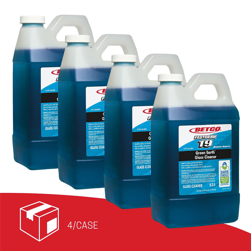 Betco FASTDRAW 19 Green Earth Streak-Free Glass & Surface Cleaner, 67.6 oz., 4/Carton (5354700)