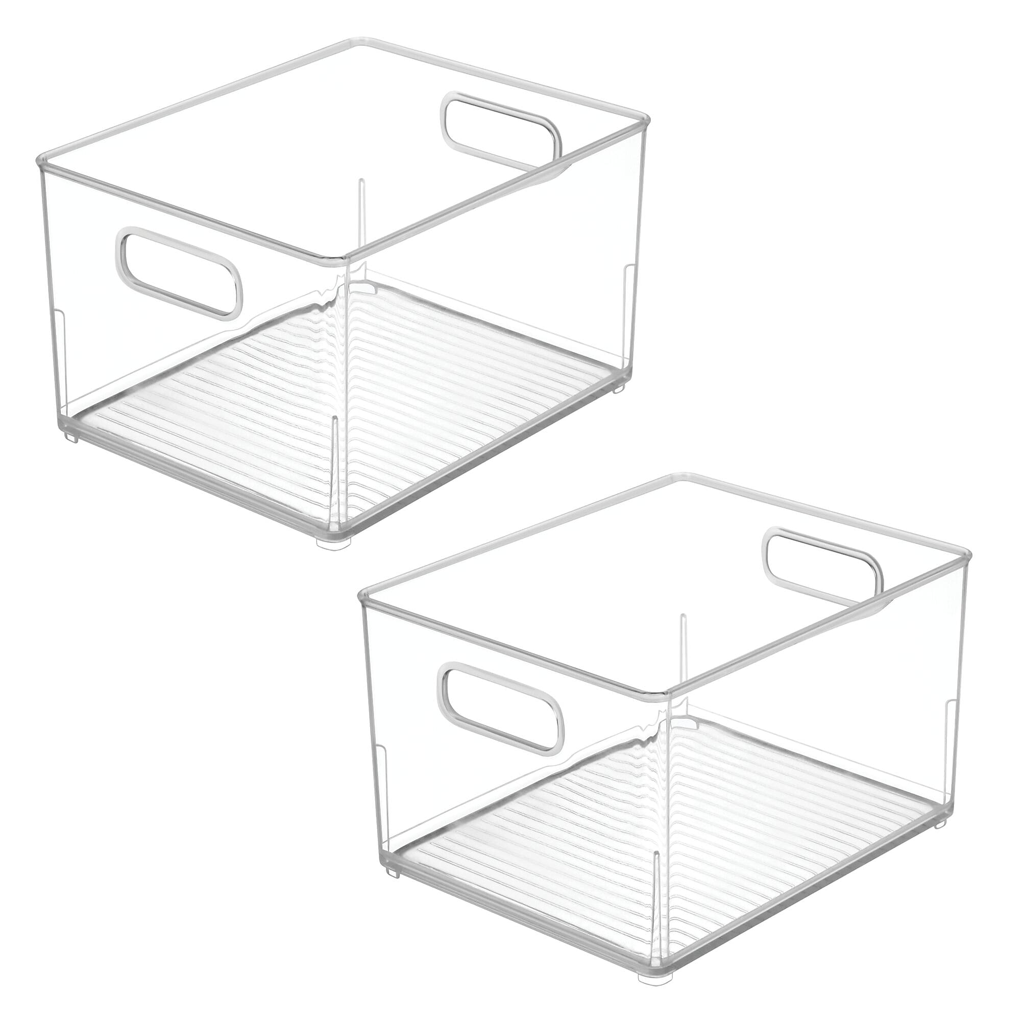 iDESIGN Small Stackable Plastic Storage Bin, 6.25" x 10.5"x 8", Clear, 2/Pack (29204M2)