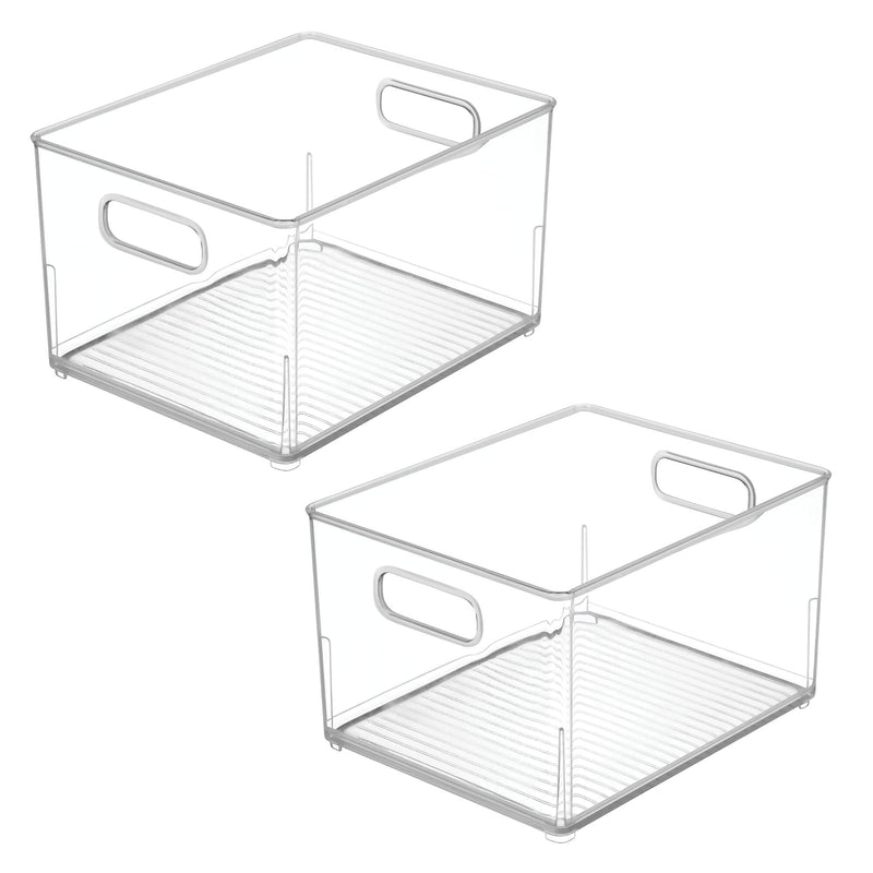 iDESIGN Small Stackable Plastic Storage Bin, 6.25" x 10.5"x 8", Clear, 2/Pack (29204M2)