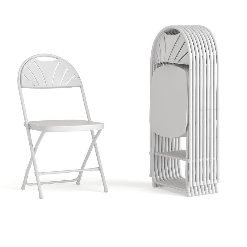 Flash Furniture HERCULES™ Plastic Armless Folding Chair With Fan Back, White, 40/Pack (40LEL4WHITE)