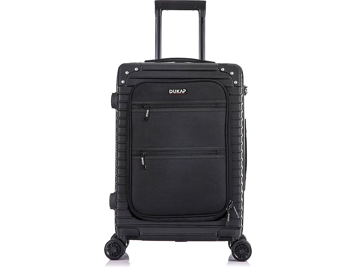 DUKAP Tour 20" Hardside Carry-On Suitcase, 4-Wheeled Spinner, TSA Checkpoint Friendly, Black (DKTOU00S-BLK)