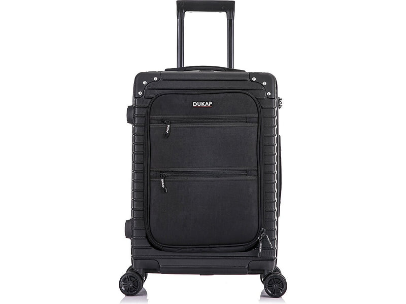 DUKAP Tour 20" Hardside Carry-On Suitcase, 4-Wheeled Spinner, TSA Checkpoint Friendly, Black (DKTOU00S-BLK)