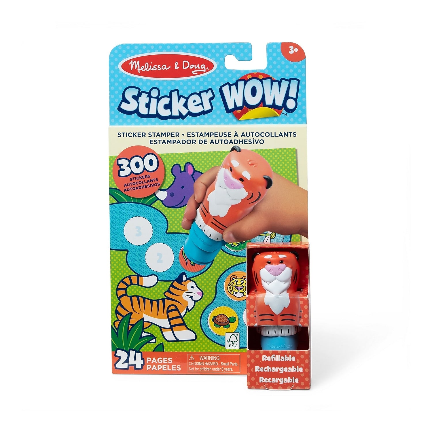 Melissa & Doug Sticker WOW! Tiger Activity Pad and Sticker Stamper, 8/Pack (32014)