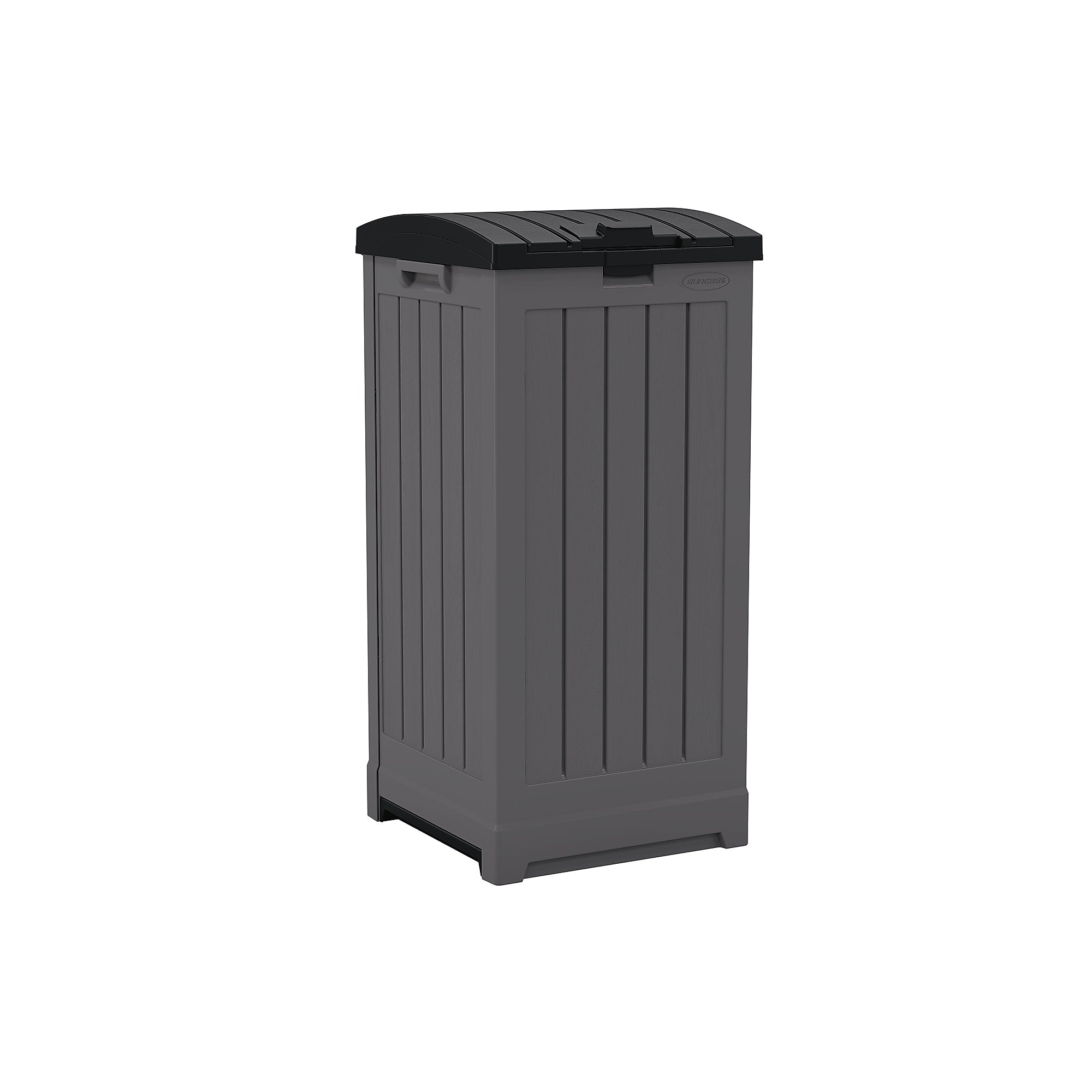 Suncast Resin Trash Can with Lid, 39 Gallon, Peppercorn and Black (GH3900)