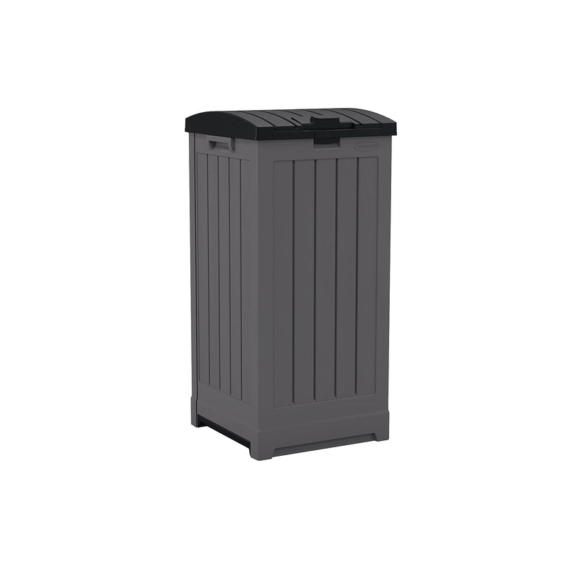Suncast Resin Trash Can with Lid, 39 Gallon, Peppercorn and Black (GH3900)
