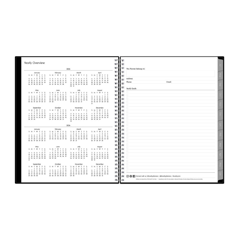 2025-2026 Blue Sky Enterprise 8.5" x 11" Academic Year Weekly & Monthly Planner, Plastic Cover, Black (130609-A26)