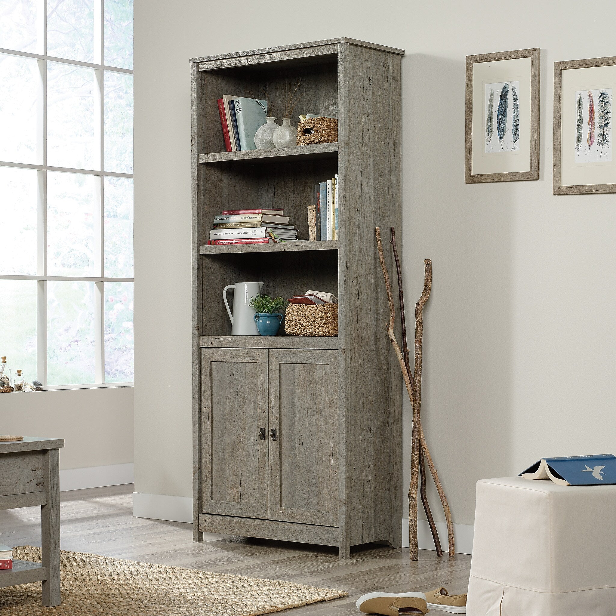Sauder Cottage Road 71"H 5-Shelf Bookcase with Adjustable Shelves, Mystic Oak (422476)