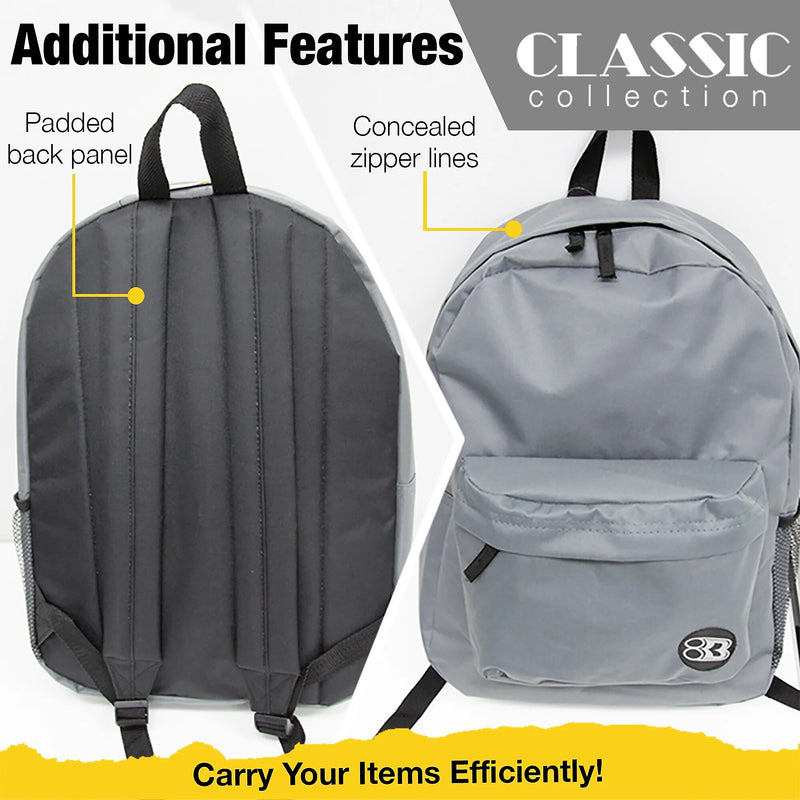Bazic Classic Kids Laptop Compatible Backpack, Medium, Mustard Yellow, 2/Bundle (BAZ1062-2)