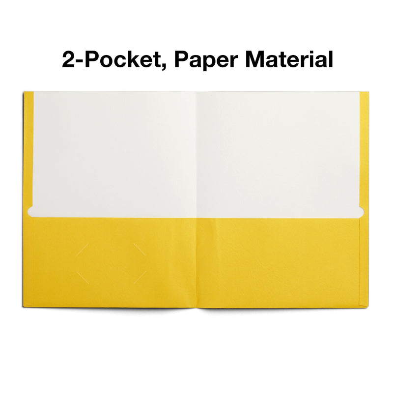 Staples Smooth 2-Pocket Paper Folder, Yellow, 25/Box (27538-CC)
