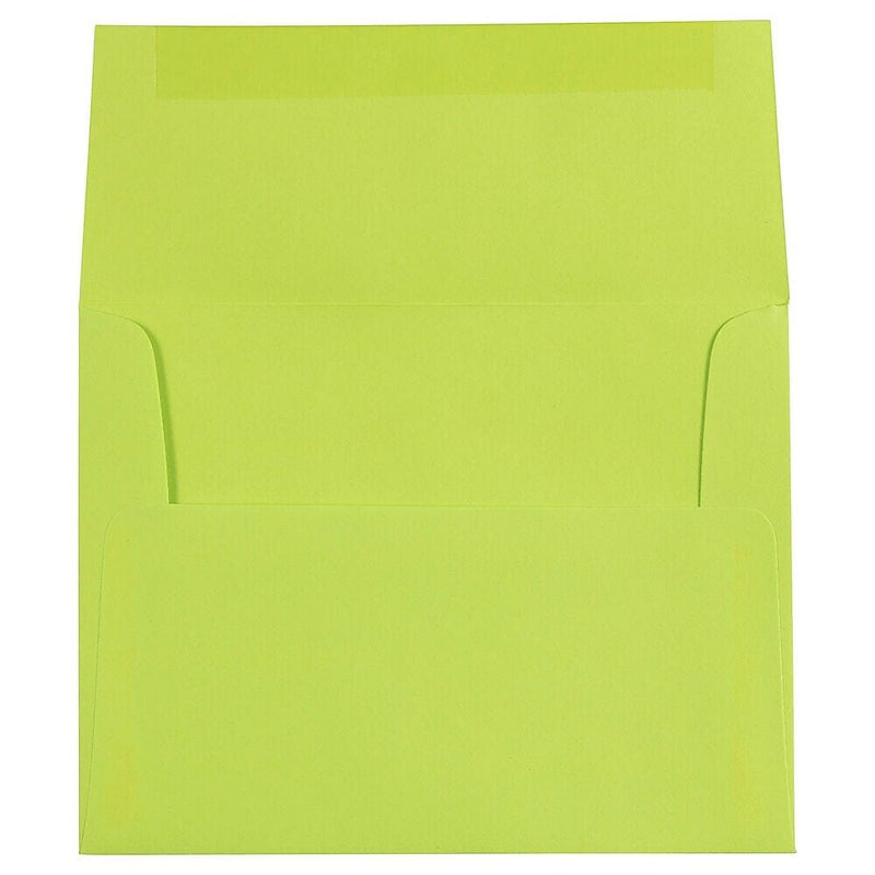 JAM Paper A2 Booklet Envelope 4 3/8" x 5 3/4", Ultra Lime Green, 100/Pack (WDBH610d)