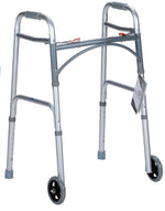 Dynarex Adult Two Button Folding Walker with 5" Wheels (10162)