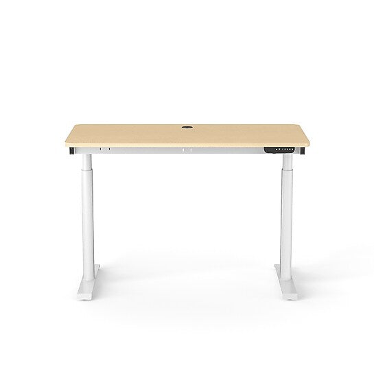 VersaDesk PowerLift 48"W Electric Rectangular Adjustable Standing Desk, Maple/White (PLSDR4824-WM-APP)
