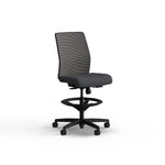 HON Ignition 2.0 Armless Mesh/Vinyl Task Stool with Backrest and Footrest, Black/Basalt (HITSM.S1.N.H.IM.SX23.BL.SB.T)