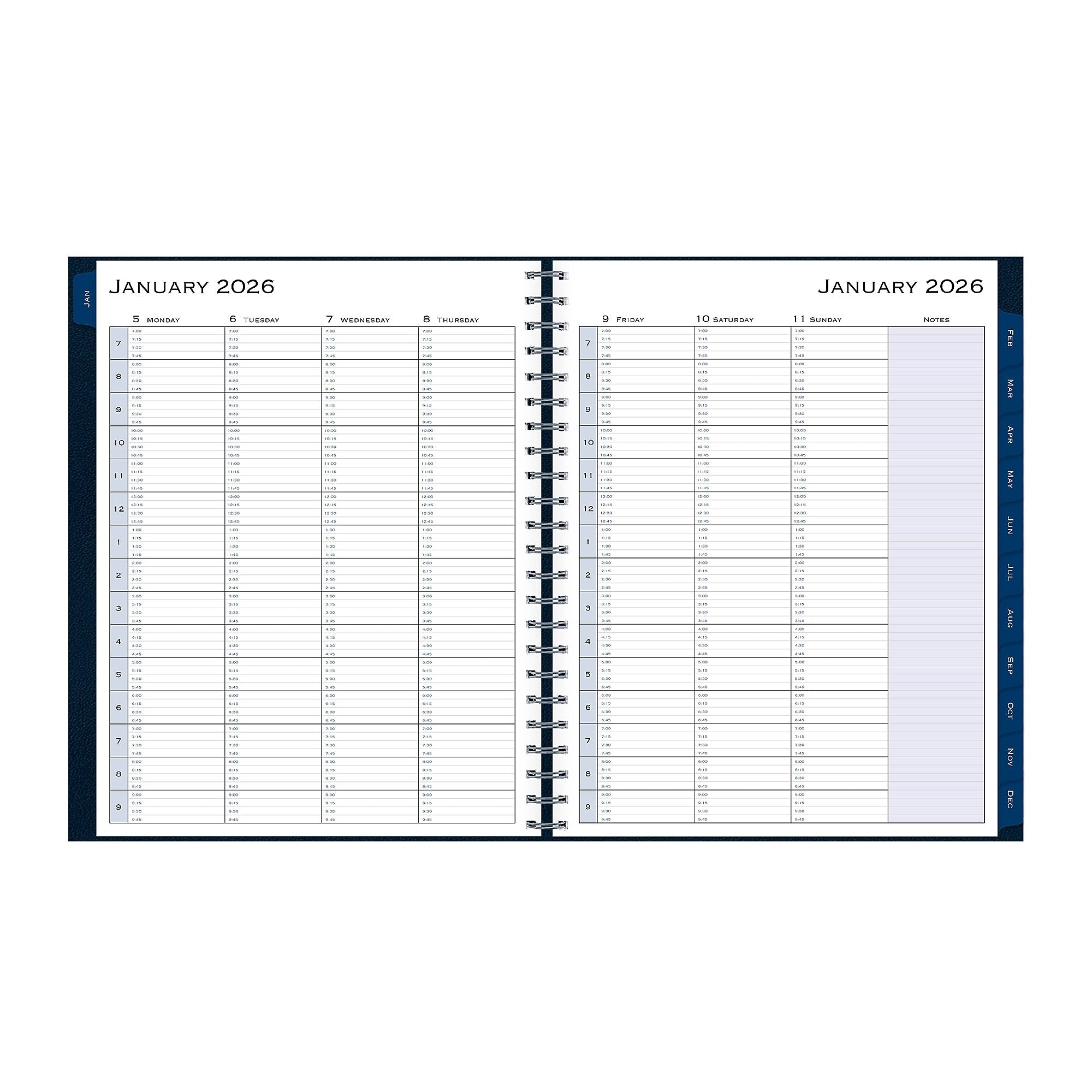 2026 Blue Sky Passages 8.5" x 11" Calendar Year Weekly & Monthly Planner, Faux Leather Cover, Navy (148658-26)
