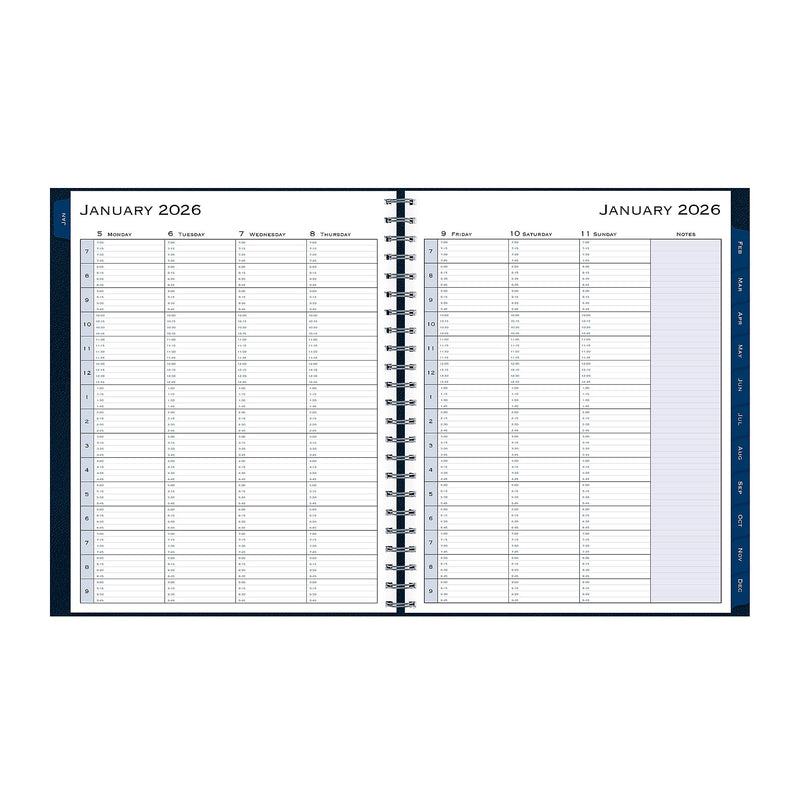2026 Blue Sky Passages 8.5" x 11" Calendar Year Weekly & Monthly Planner, Faux Leather Cover, Navy (148658-26)
