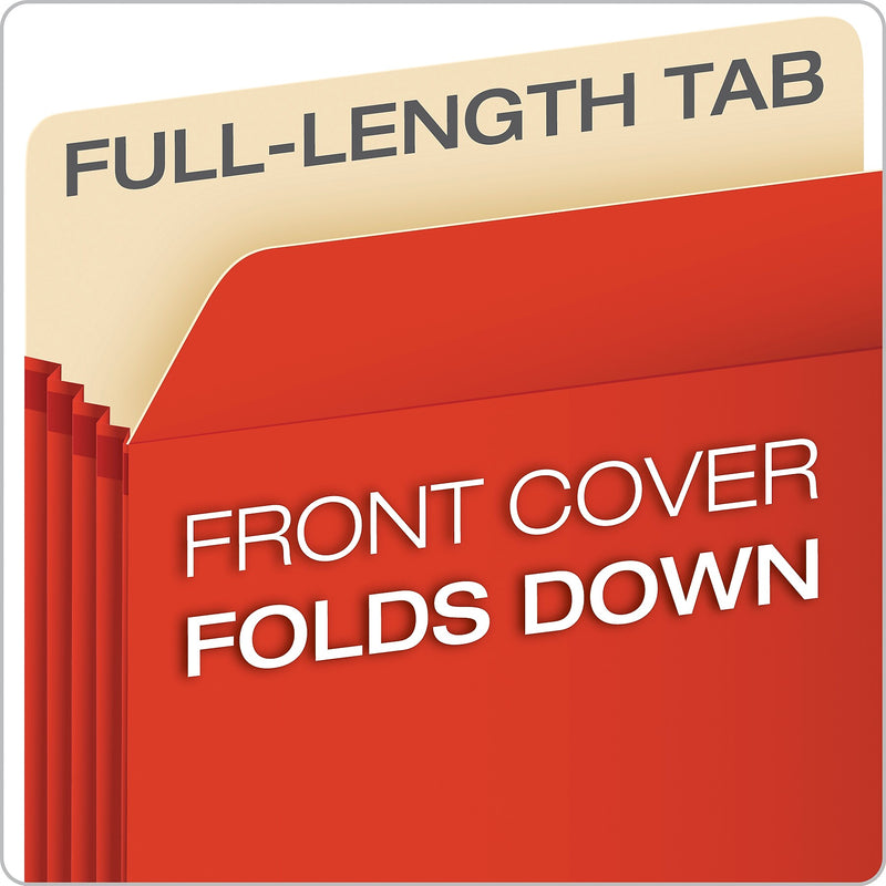 Pendaflex Color Reinforced File Pocket, 3 1/2" Expansion, Letter Size, Red (1524E RED)