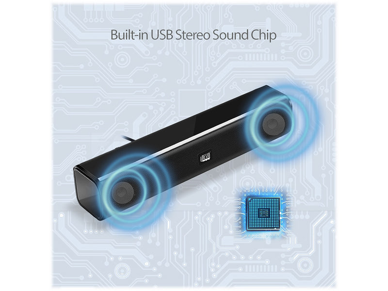 Adesso Xtream S5 USB-Powered Sound Bar Speaker, 5W x 2, Black