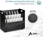 AdirOffice 21-Slot Mobile Roll File, 28.5"H x 30"W x 15.75"D, Black (625-BLK-KIT1)