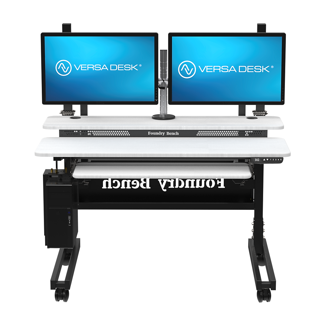 VersaDesk Foundry Bench 48"W Electric Rectangular Adjustable Standing Desk, White/Black (FB4830-BW-APP)