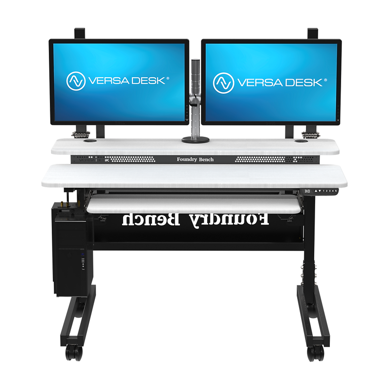 VersaDesk Foundry Bench 48"W Electric Rectangular Adjustable Standing Desk, White/Black (FB4830-BW-APP)