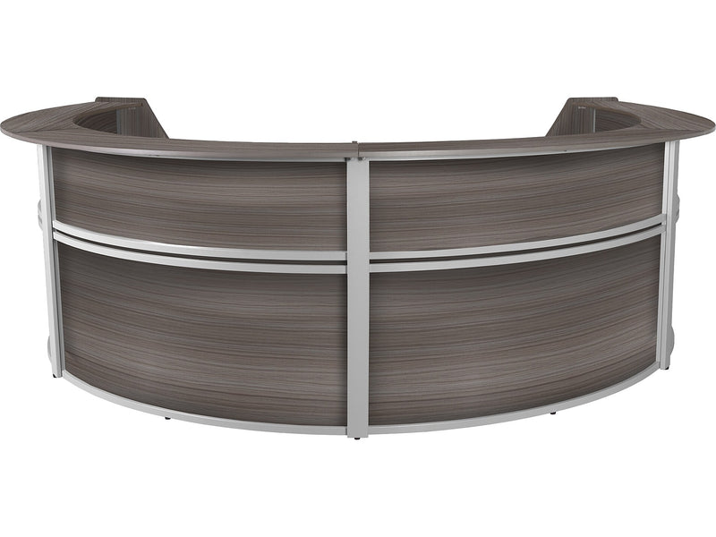 Regency Marque 142"W Curved Reception Desk Workstation, Driftwood Gray (77294GY)